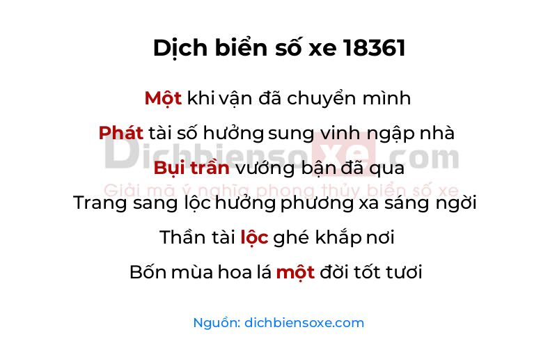 Dịch thơ biển số 18361
