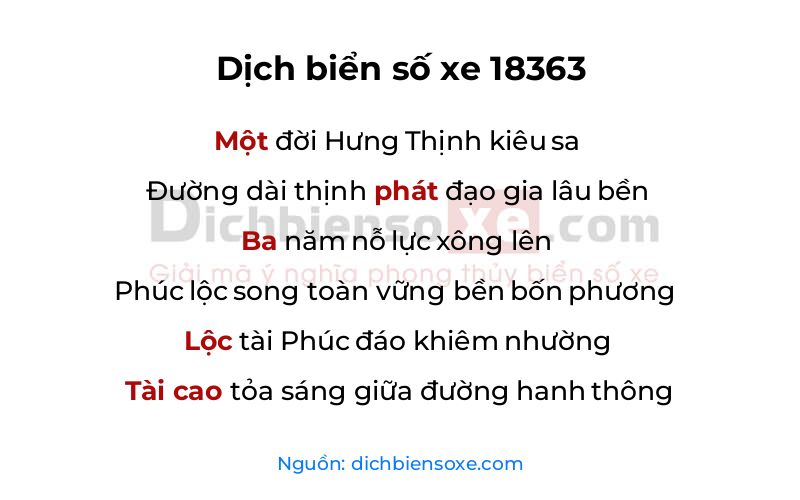 Dịch thơ biển số 18363