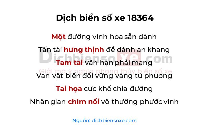 Dịch thơ biển số 18364