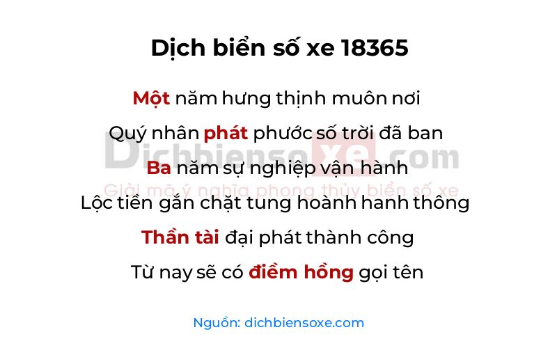 Dịch thơ biển số 18365