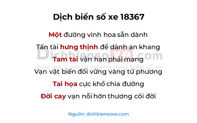 Dịch thơ biển số 18367