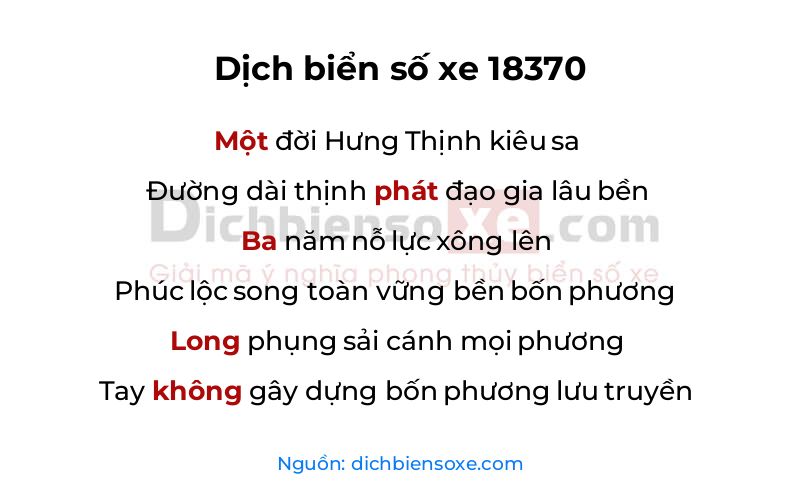 Dịch thơ biển số 18370