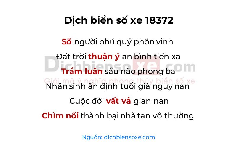 Dịch thơ biển số 18372