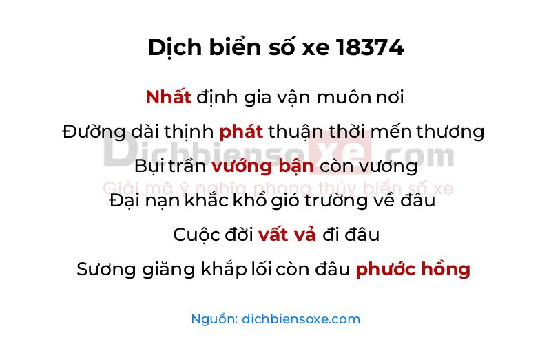 Dịch thơ biển số 18374