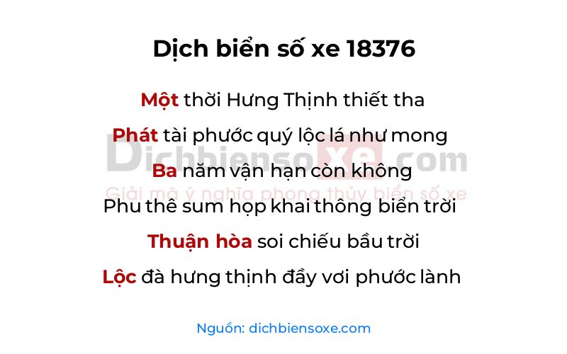 Dịch thơ biển số 18376