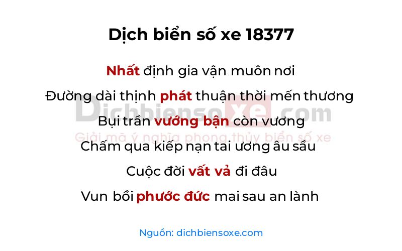 Dịch thơ biển số 18377