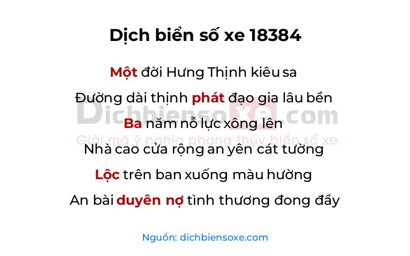 Dịch thơ biển số 18384