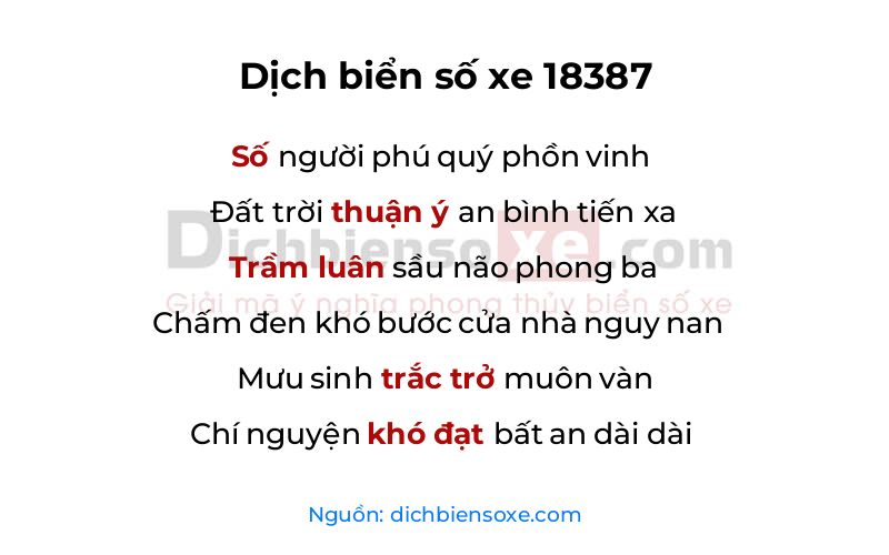 Dịch thơ biển số 18387
