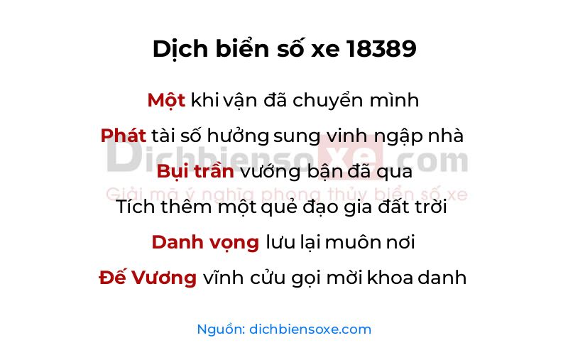 Dịch thơ biển số 18389