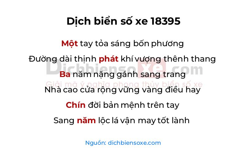 Dịch thơ biển số 18395