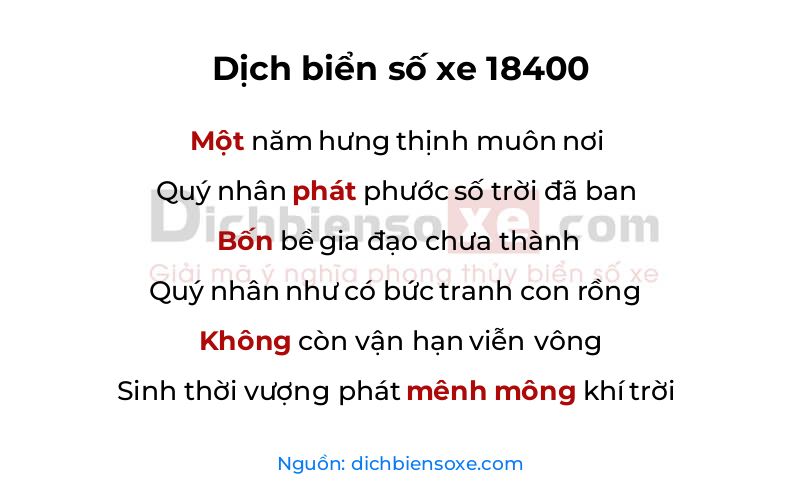 Dịch thơ biển số 18400