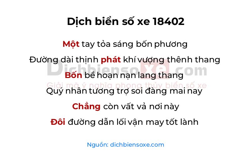 Dịch thơ biển số 18402