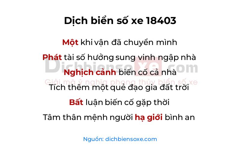 Dịch thơ biển số 18403
