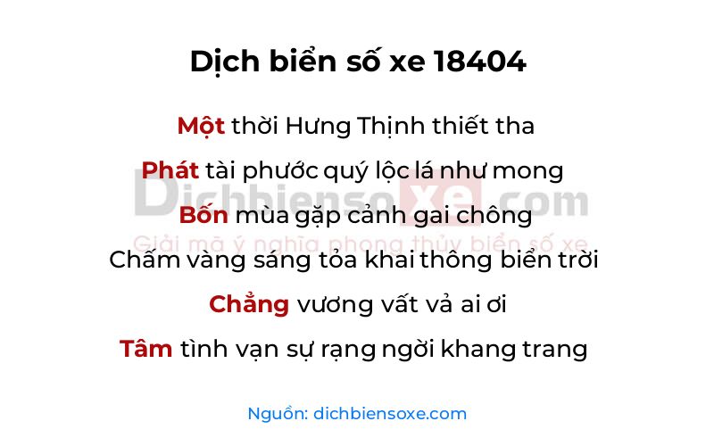 Dịch thơ biển số 18404