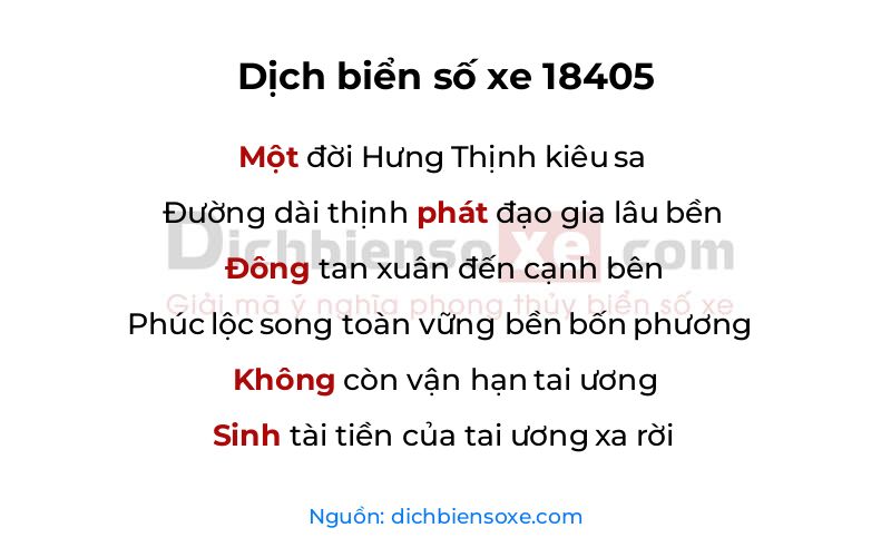 Dịch thơ biển số 18405