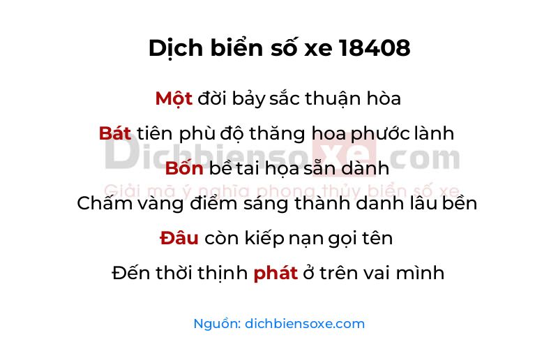 Dịch thơ biển số 18408