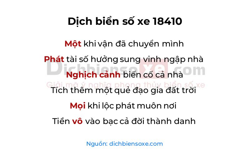 Dịch thơ biển số 18410