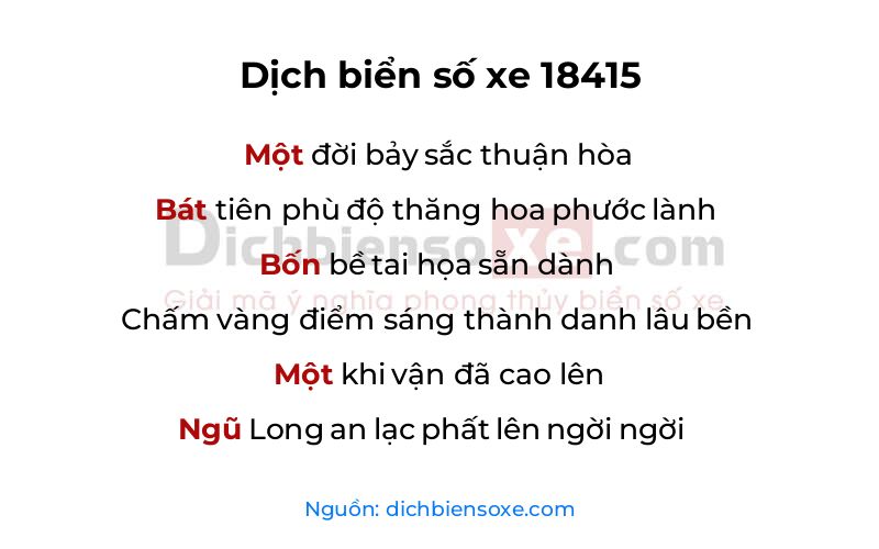 Dịch thơ biển số 18415