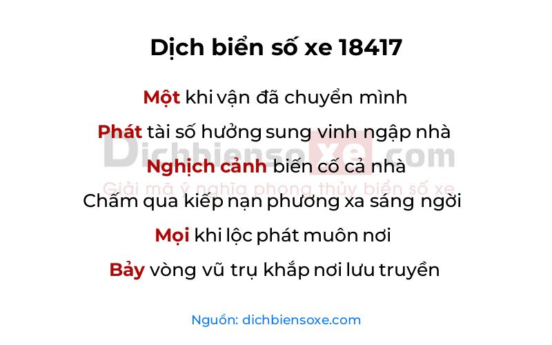 Dịch thơ biển số 18417