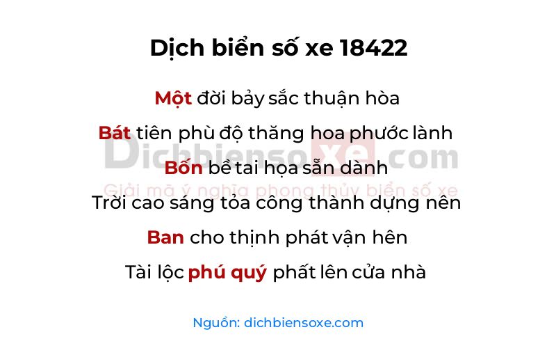 Dịch thơ biển số 18422