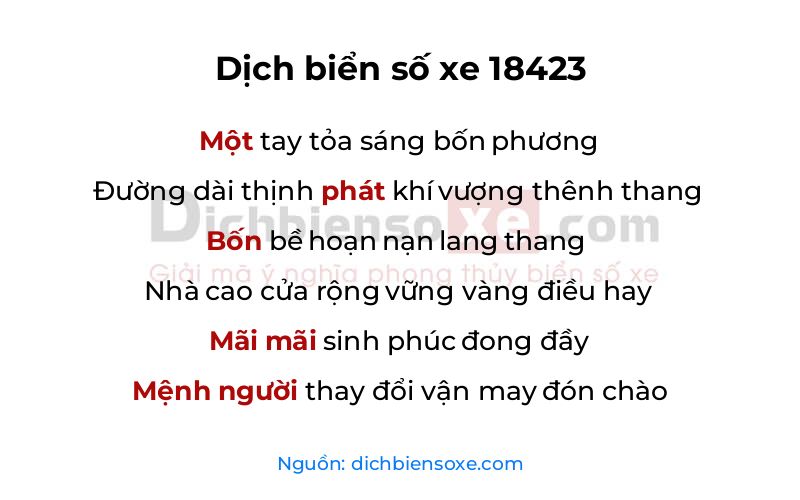Dịch thơ biển số 18423