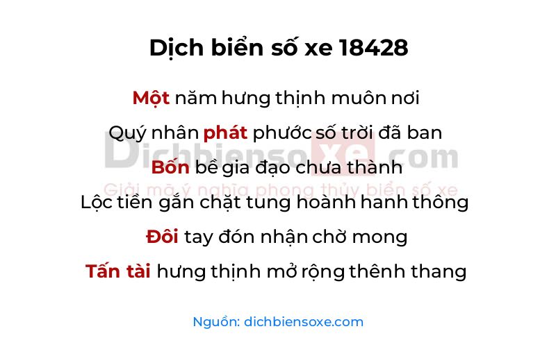 Dịch thơ biển số 18428