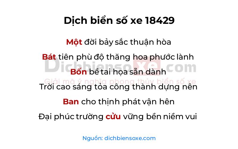 Dịch thơ biển số 18429
