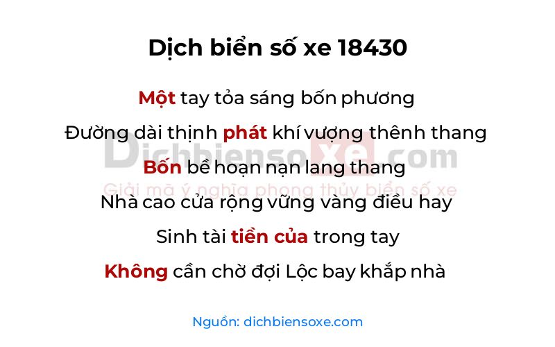 Dịch thơ biển số 18430
