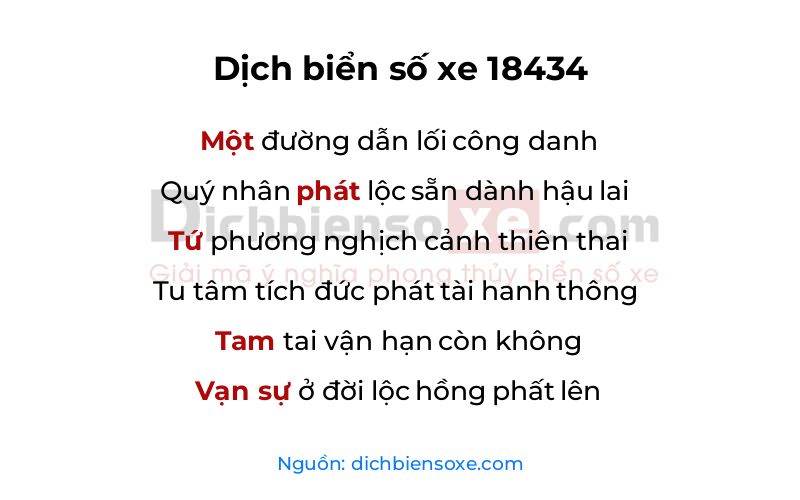 Dịch thơ biển số 18434