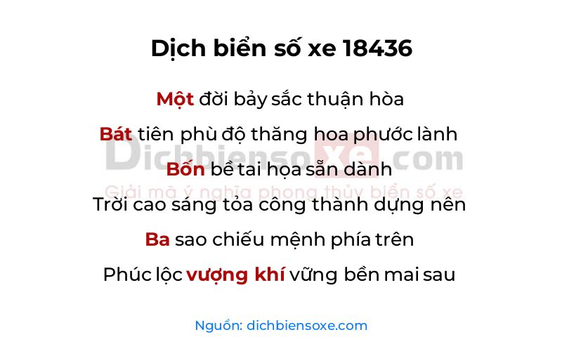 Dịch thơ biển số 18436