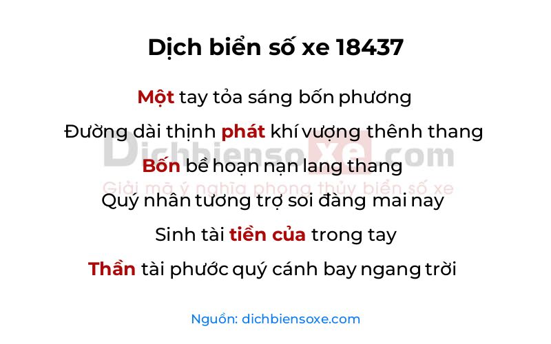 Dịch thơ biển số 18437