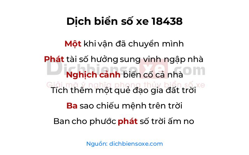 Dịch thơ biển số 18438