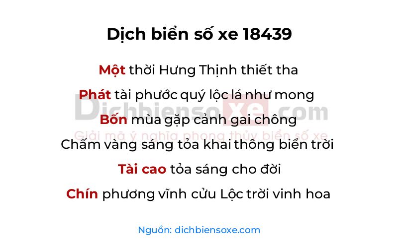 Dịch thơ biển số 18439