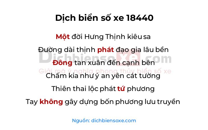 Dịch thơ biển số 18440