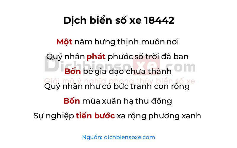 Dịch thơ biển số 18442