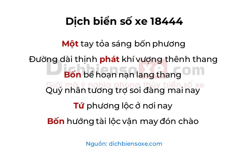 Dịch thơ biển số 18444