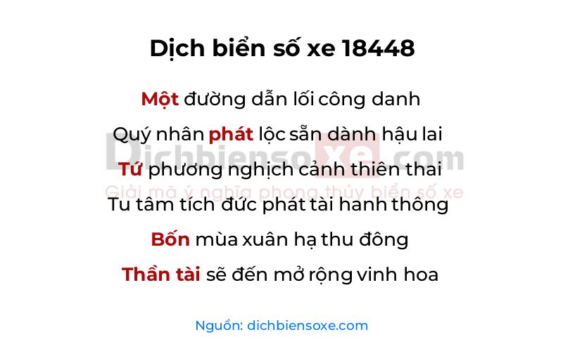 Dịch thơ biển số 18448