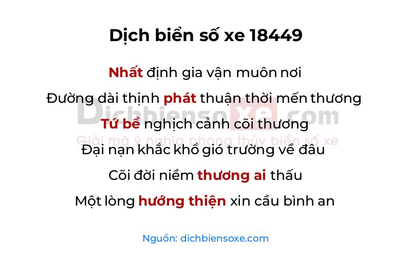 Dịch thơ biển số 18449