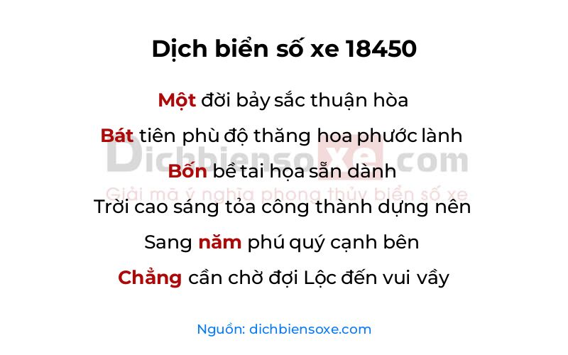 Dịch thơ biển số 18450