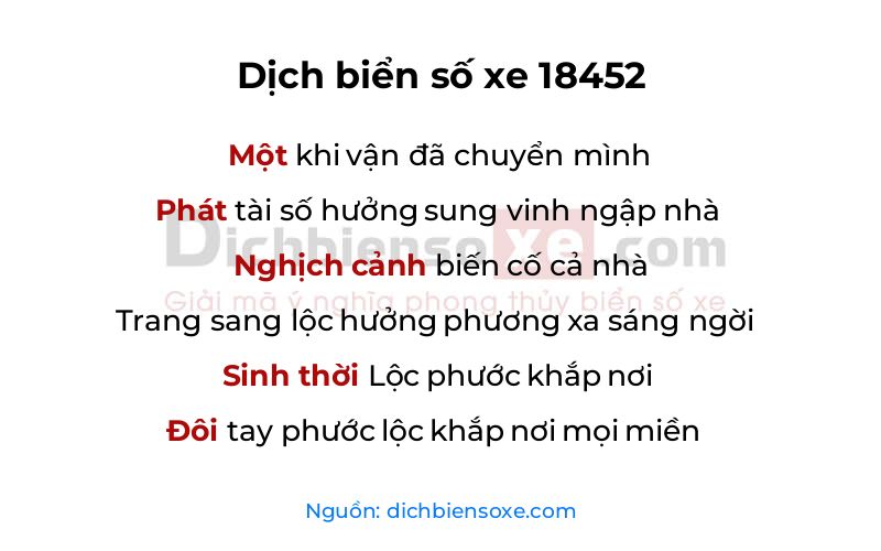 Dịch thơ biển số 18452