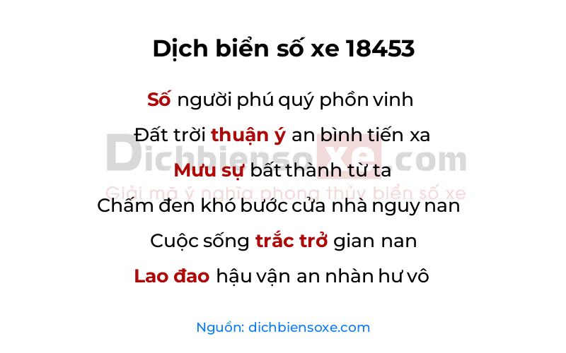 Dịch thơ biển số 18453