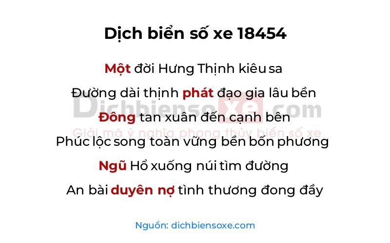 Dịch thơ biển số 18454