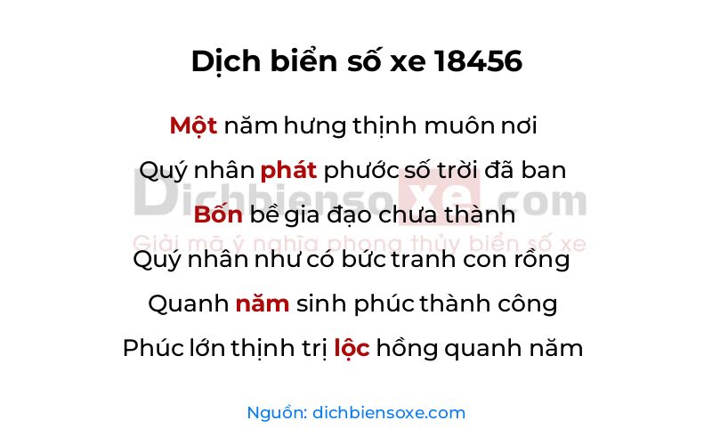 Dịch thơ biển số 18456