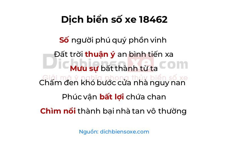 Dịch thơ biển số 18462