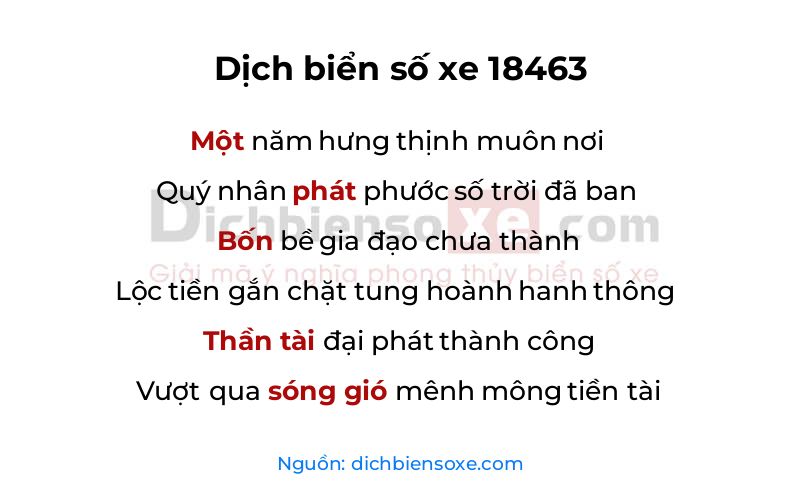 Dịch thơ biển số 18463