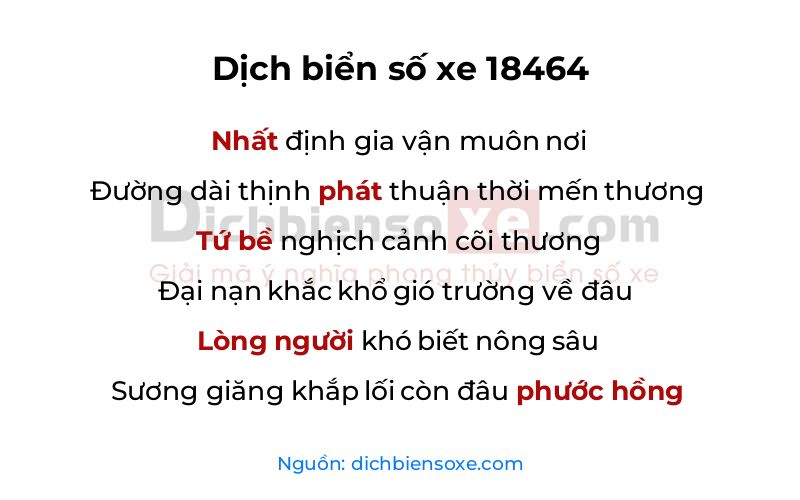 Dịch thơ biển số 18464