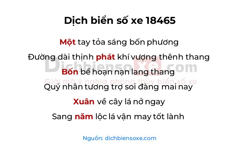Dịch thơ biển số 18465