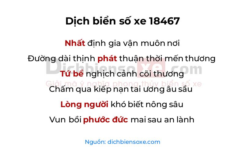 Dịch thơ biển số 18467