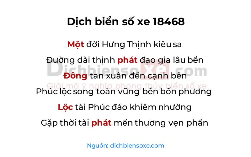 Dịch thơ biển số 18468