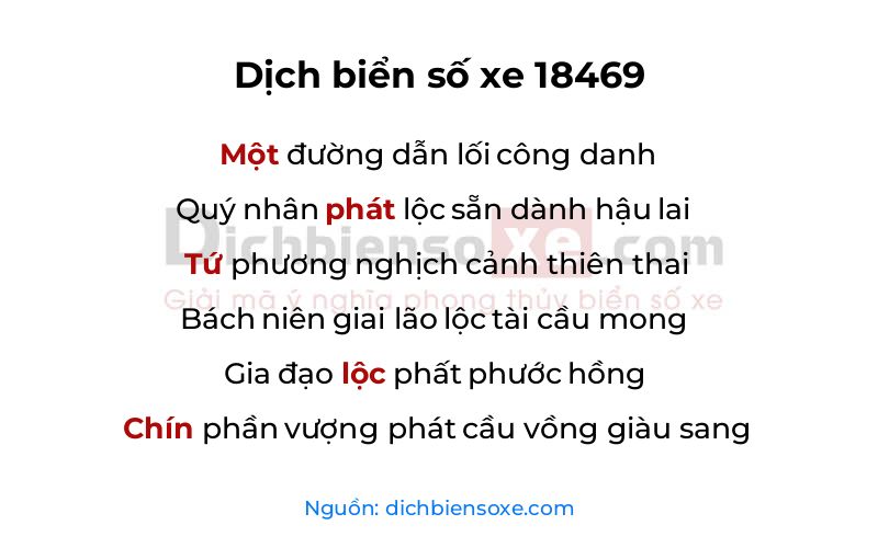 Dịch thơ biển số 18469